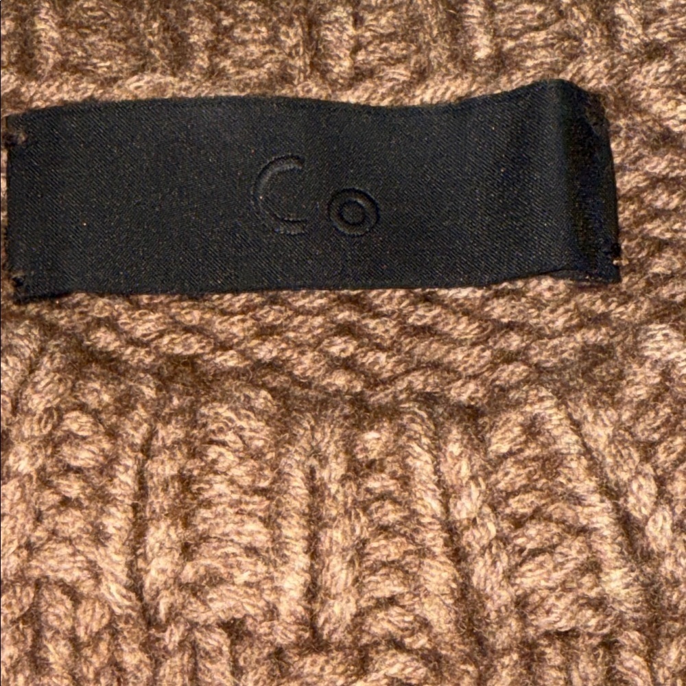 CO Wool Cashmere Blend Mocha Brown Fitted Cable Knit Sweater SZ XS - Picture 7 of 10